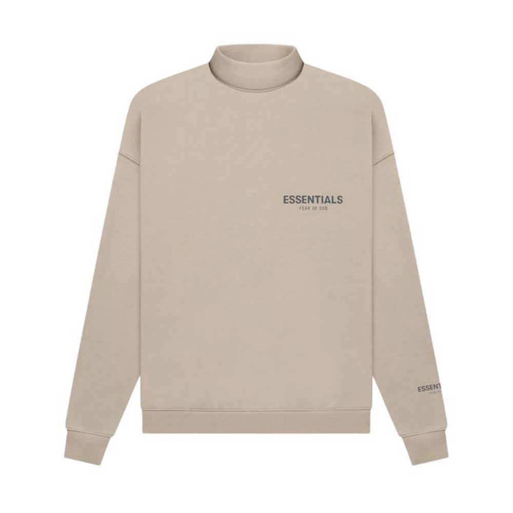 FEAR OF GOD ESSENTIALS TAN MOCK NECK SWEATSHIRT